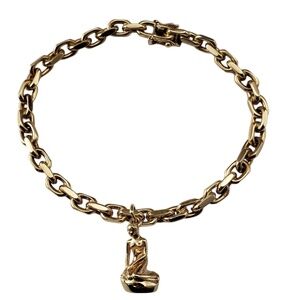 14 Karat Yellow Gold Denmark Little Mermaid Charm Link Bracelet #20922